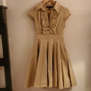 Charly Madison khaki button and ruffle dress